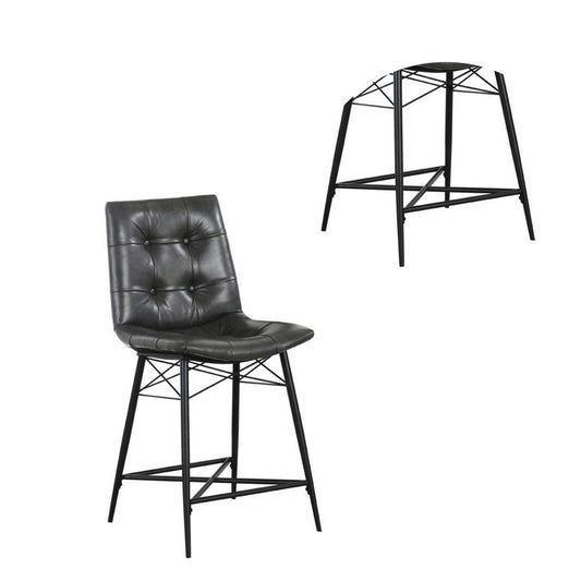 Tufted Counter Stool With Metal Legs, Set Of 2