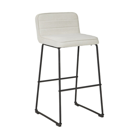 Channel Stitched Low Fabric Bar Stool with Sled Base, Set of 2