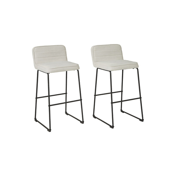 Channel Stitched Low Fabric Bar Stool with Sled Base, Set of 2