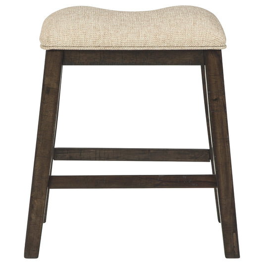 Saddle Fabric Bar Stool With Wooden Legs, Set Of 2