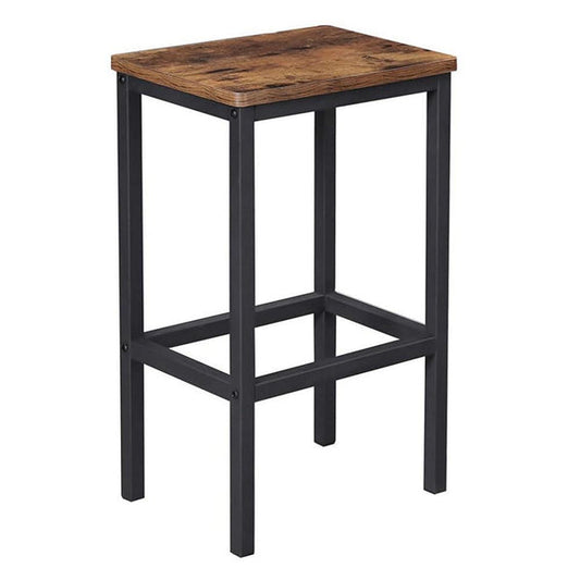 Bar Stool With Wooden Seat, Set Of 2