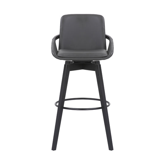 Leatherette Swivel Bar Stool With Angled Legs