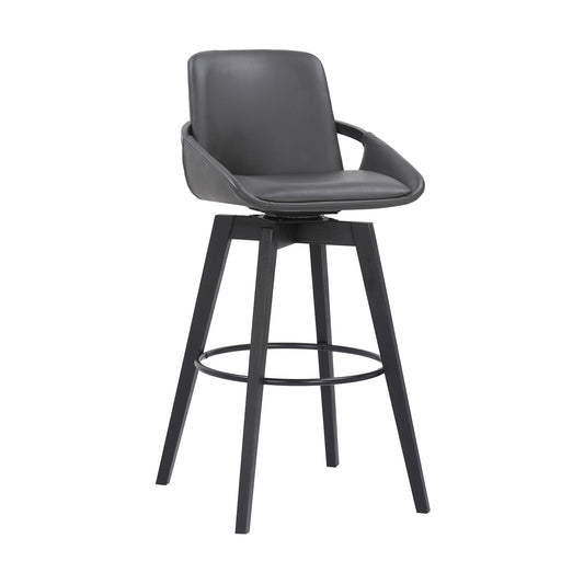Leatherette Swivel Bar Stool With Angled Legs
