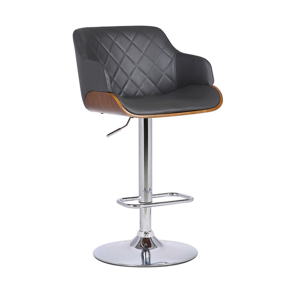 Faux Leather Swivel Adjustable Bar Stool With Metal Base