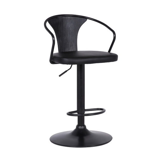 Adjustable Leatherette Swivel Bar Stool With Curved Back