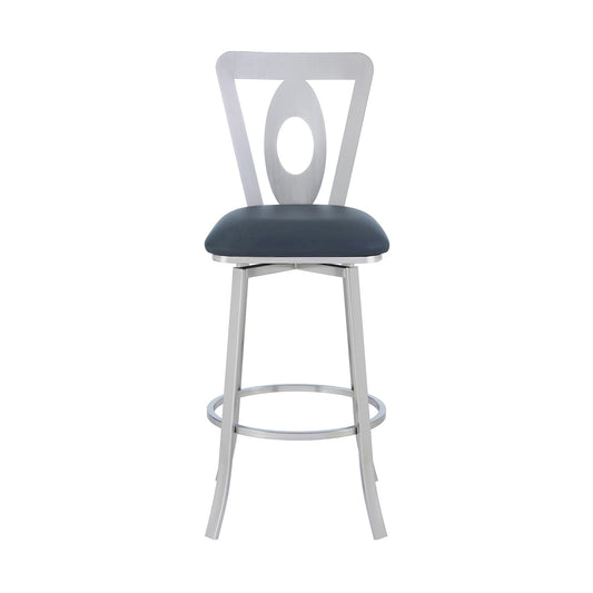 Leatherette Bar Stool With Oval Cut Out