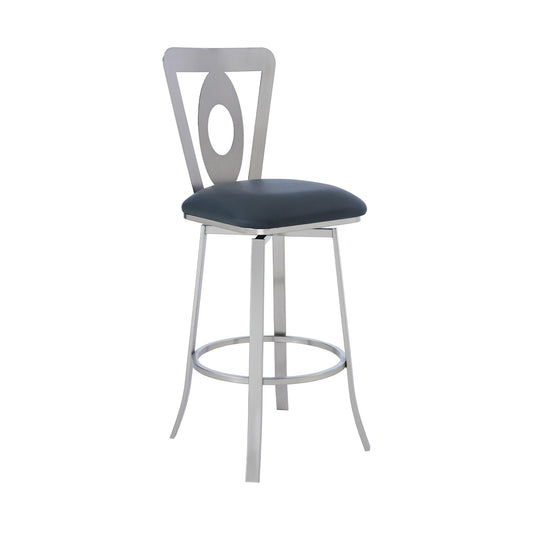 Leatherette Bar Stool With Oval Cut Out