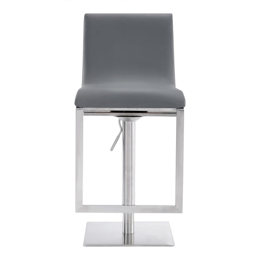Curved Leatherette Bar Stool With Adjustable Height