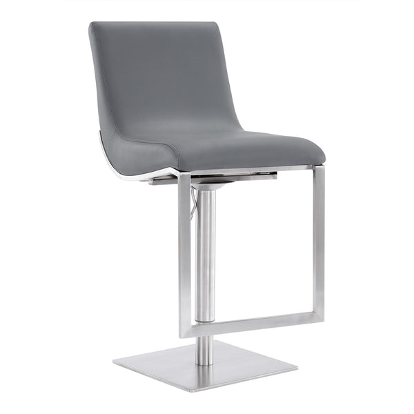 Curved Leatherette Bar Stool With Adjustable Height