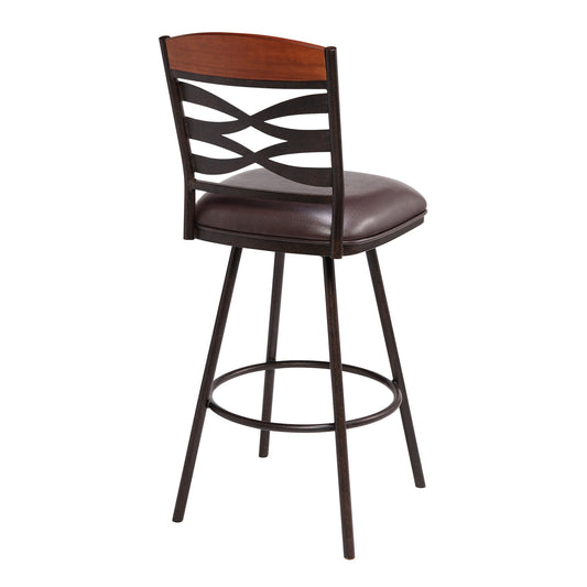 Leatherette Bar Stool With Ornate Cut Outs