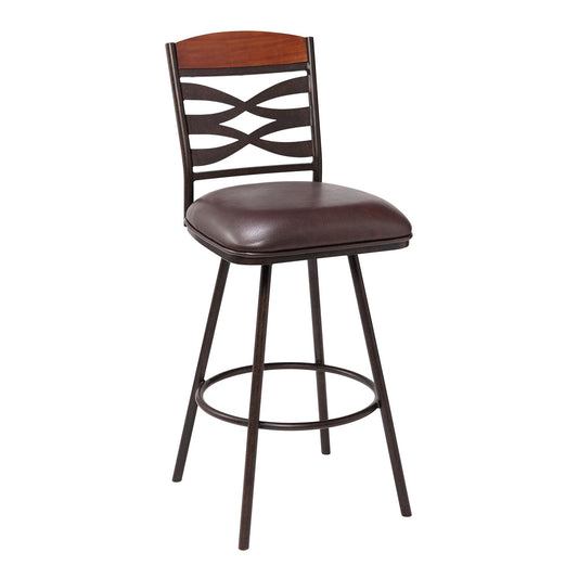 Leatherette Bar Stool With Ornate Cut Outs
