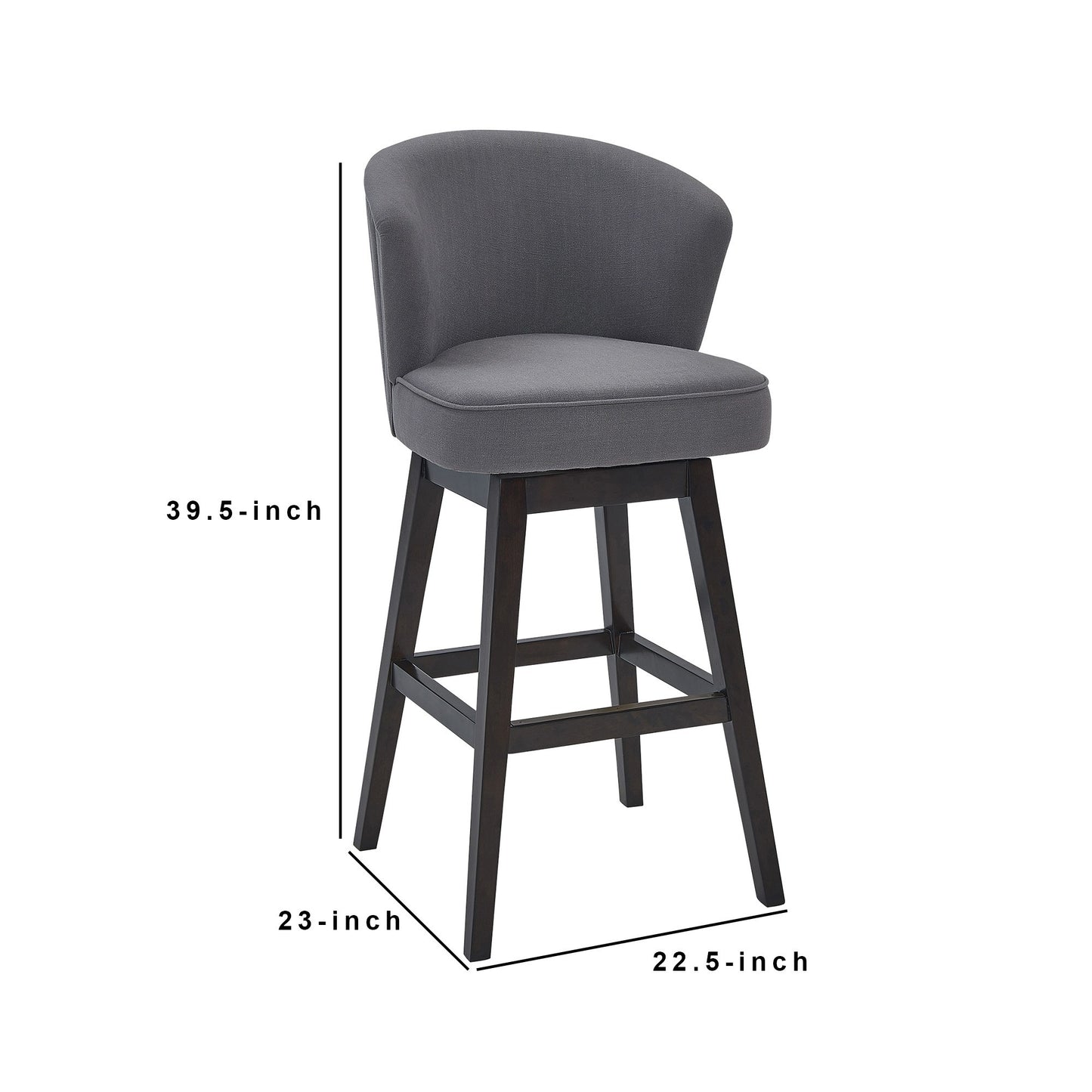 26 Inches Padded Swivel Counter Stool with Curved Backrest
