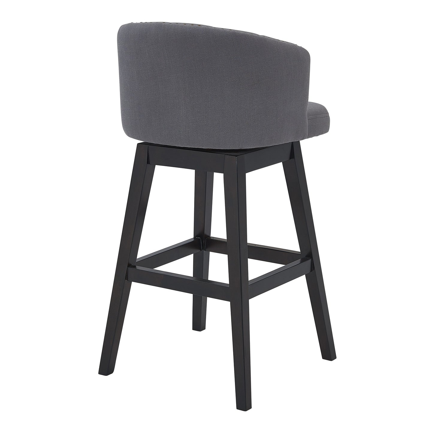 26 Inches Button Tufted Fabric Padded Swivel Counter Stool
