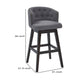 26 Inches Button Tufted Fabric Padded Swivel Counter Stool