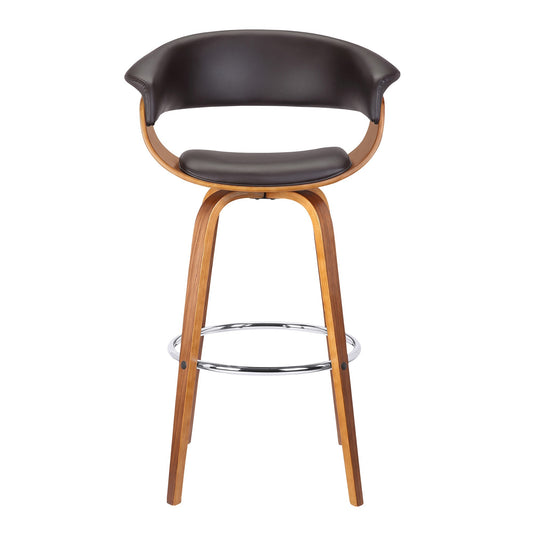 Leatherette Swivel Bar Stool With Curved Design Seat