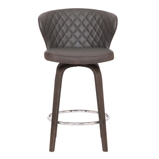 Curved Back Leatherette Bar Stool With Swivel Mechanism