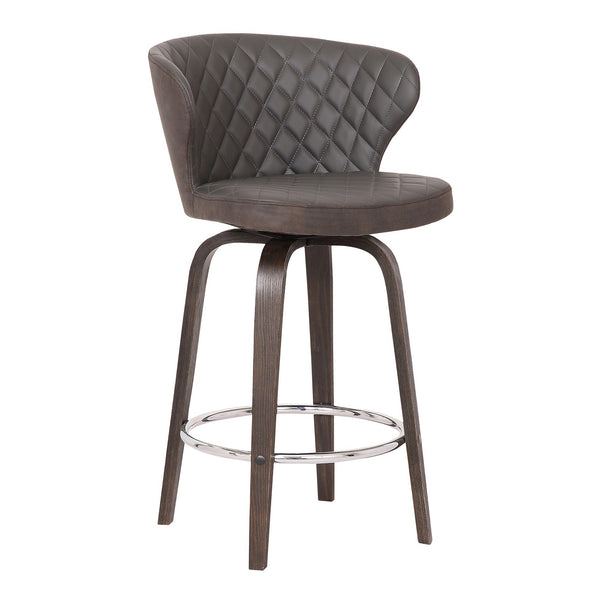 Curved Back Leatherette Bar Stool With Swivel Mechanism
