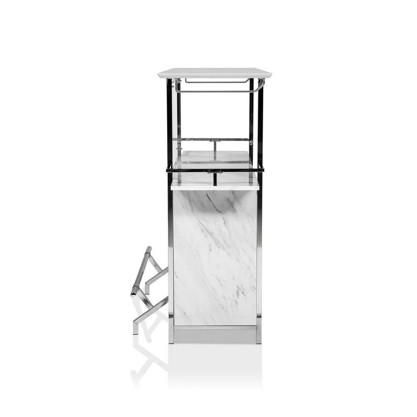 Bar Table With Faux Marble And Chrome Finish