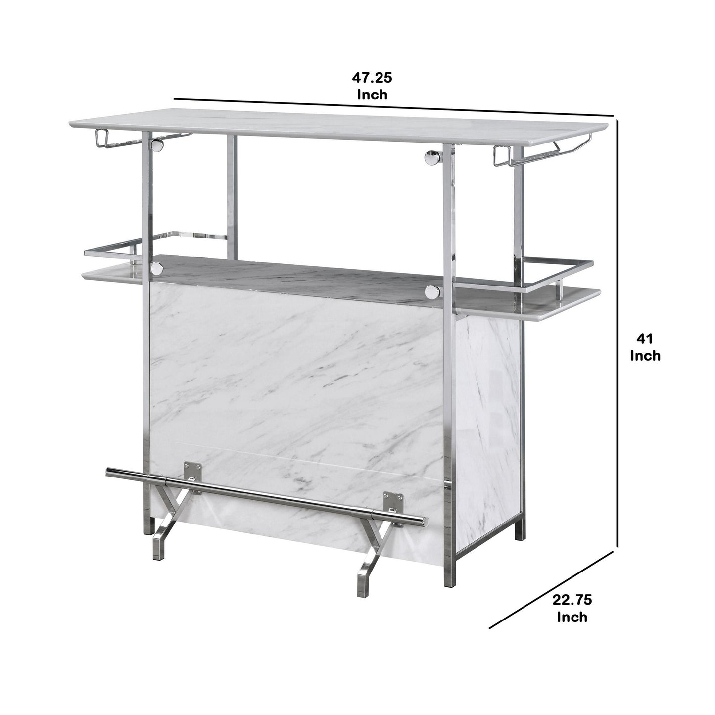 Bar Table With Faux Marble And Chrome Finish