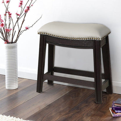 Curved Leatherette Stool With Nailhead Trim, Set Of 2