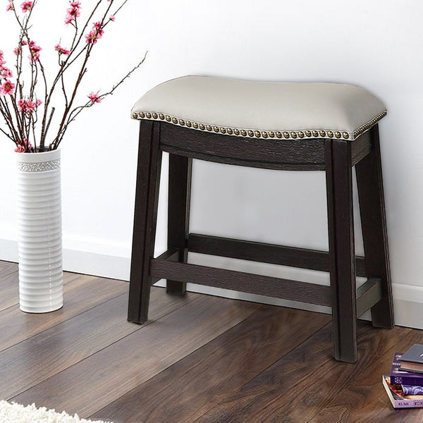 Curved Leatherette Stool With Nailhead Trim, Set Of 2