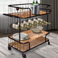 Urban Port - Metal Frame Bar Cart with Wooden Top and 2 Shelves