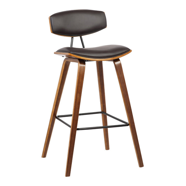 Wooden Frame Leatherette Bar Stool With Flared Legs